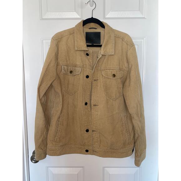 Roark Corduroy Jacket Tan Beige Button Up Pockets Cotton Size men Large - Picture 1 of 4